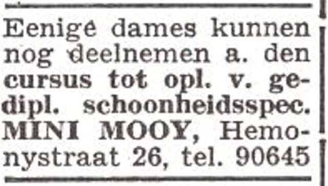 Advertentie van Mina Flora Mooij