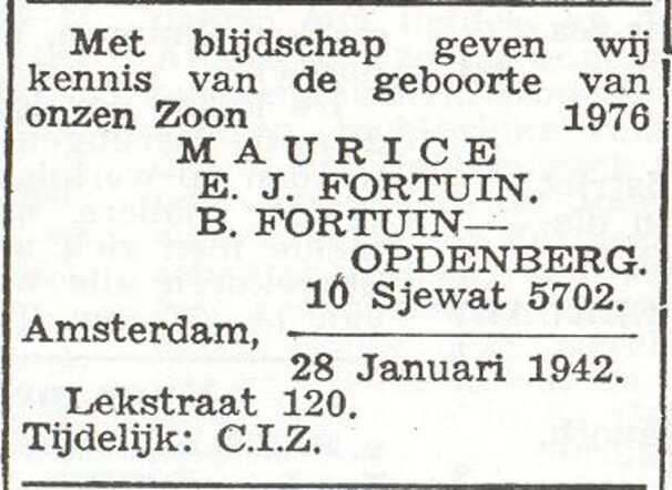 Gezin Emanuel Jacob Fortuin