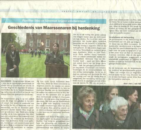 Bron: Nieuwsblad voor Vecht, amstel en Rijnstreek van 10 mei 2012