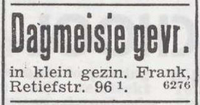 Advertentie van Frederika Frank-Cohen