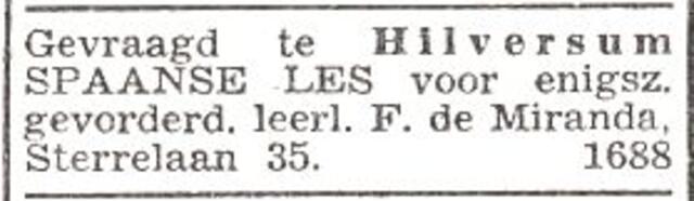 Advertentie van Frank de Miranda