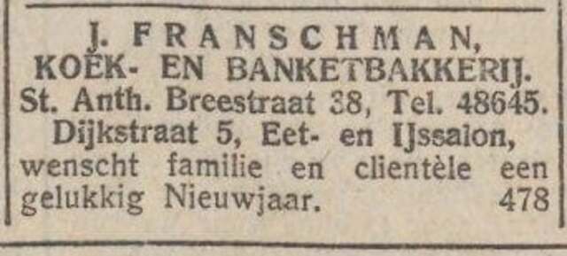 De beste wensen van banketbakker Jacob Franschman.