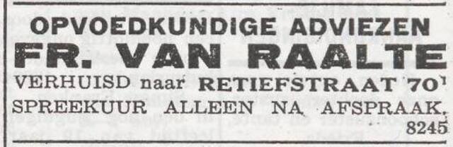 Advertentie van Frederik van Raalte