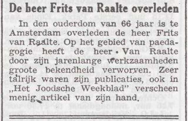In Memoriam Frits van Raalte