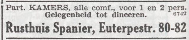 Advertentie van pensionhouder Friedrich Nathan Spanier