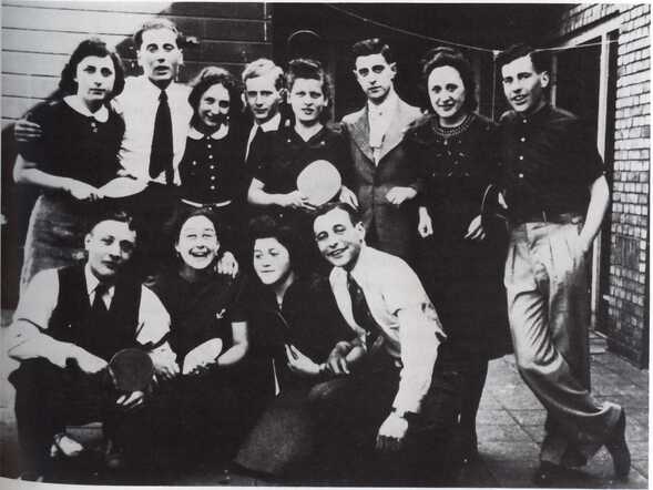Lina Sara (Lien) Fuldauer (back row, far left), with the Jewish badminton club in Winterswijk.
