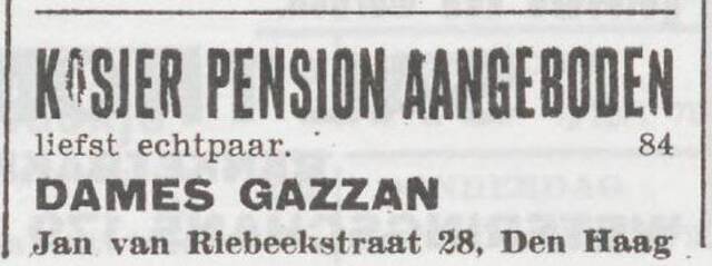 Advertentie van de gezusters Gazzan
