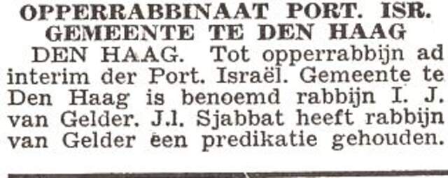 Benoeming rabbijn Izak van Gelder