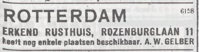 Advertentie van Arthur Wilhelm Gelber