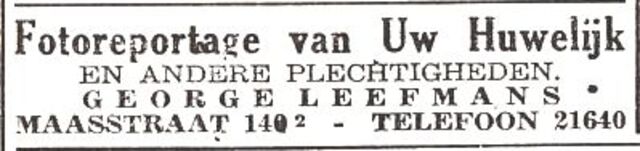 Advertentie van fotograaf George Leefmans