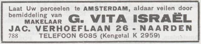 Advertentie van Gerardus Vita Israel