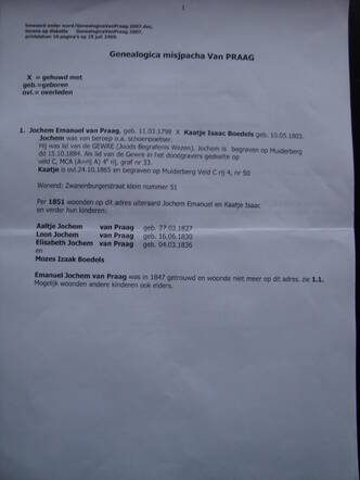 pagina 1 genealogica van praag, bron A. Italiaander
