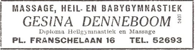 Advertentie van mw. Gesina Denneboom