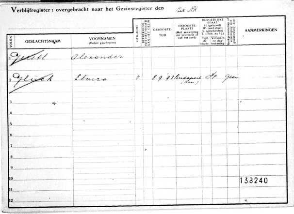Gezinskaart Elvira Gerstl-Glück (voorkant)