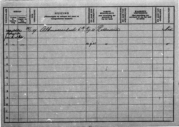 Gezinskaart Simon van den Bergh (achterkant)