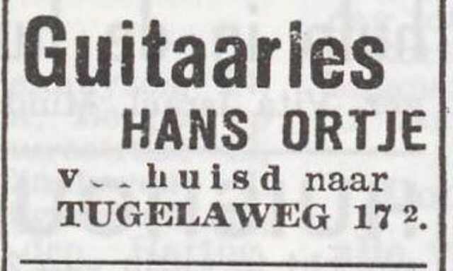 Advertentie van Johan Ortje
