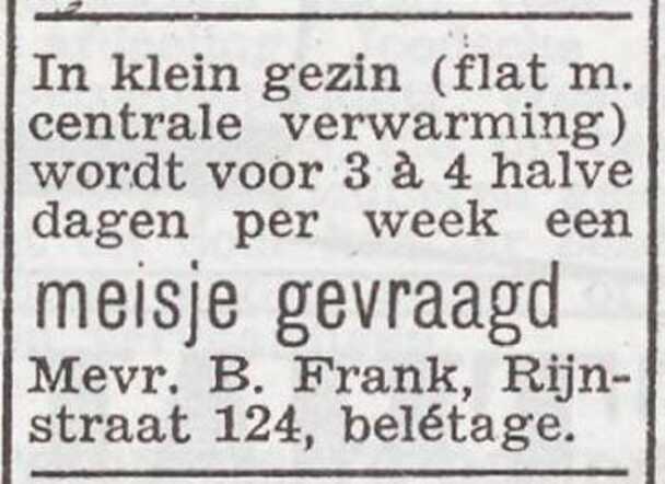 Advertentie van Gretha Frank-Jessurun Lobo