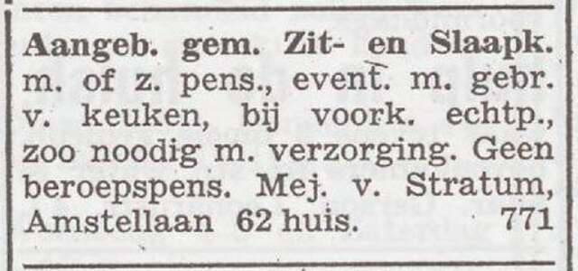 Advertentie van Grietje van Stratum