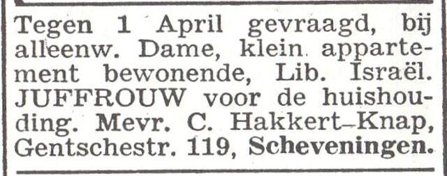 Advertentie van mw. C. Hakkert-Knap