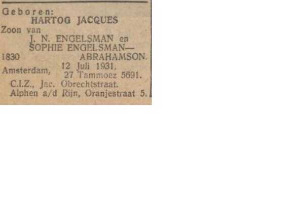 Geboren Hartog Jacques