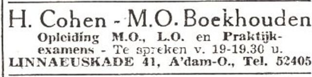 Advertentie van Hartog Cohen