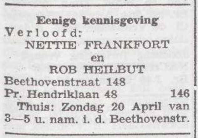 Verloving van Annette Frankfort en Robert Heilbut