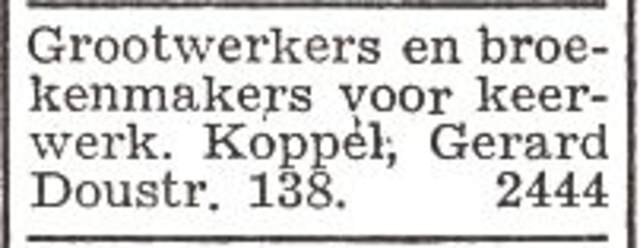 Advertentie van Henri Koppel