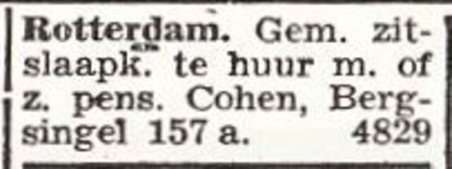 Advertentie van het gezin Izak Cohen