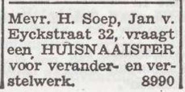 Advertentie van mevrouw Soep
