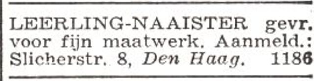 Advertentie van Hendrika Johanna Oesterman-Beem