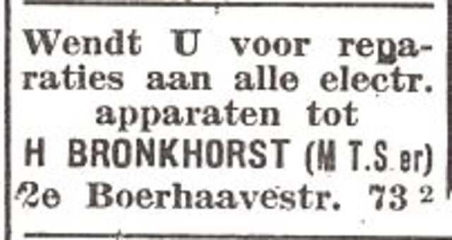 Advertentie van Henri Bronkhorst