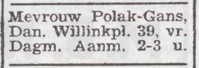 Advertentie van Henriëtte Polak-Gans