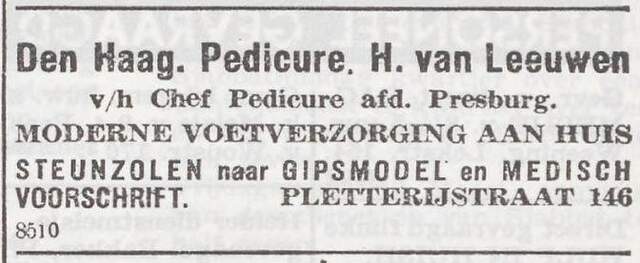 Advertentie van Henri van Leeuwen