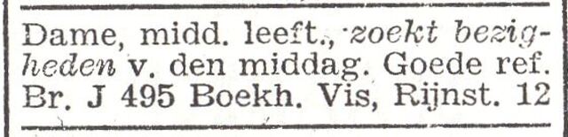 Advertentie uitgebracht door boekhandel Henri Salomon Vis