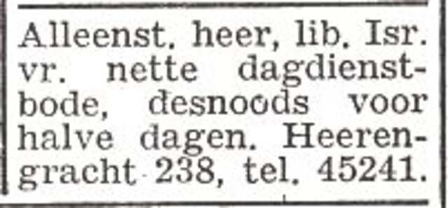 Advertentie van de heer Isac Jacovici