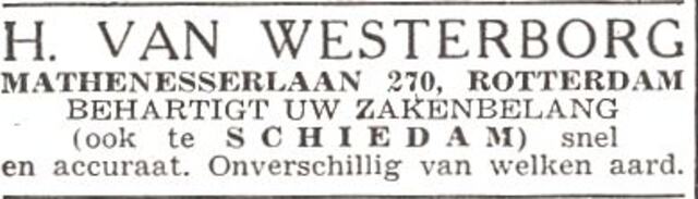 Advertentie van Herman van Westerborg
