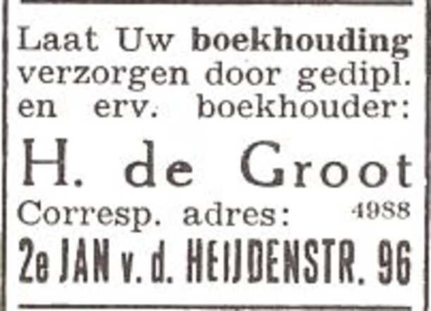 Advertentie van Harry de Groot