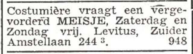 Advertentie van Hinderika Levitus
