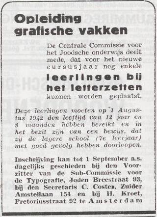 Advertentie opleiding grafische vakken met typograaf Hartog Kroet