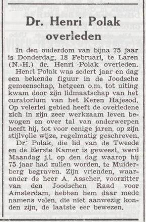 In memoriam Henri Polak