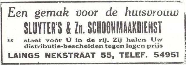 Advertentie van de firma Sluyter's & Zn.