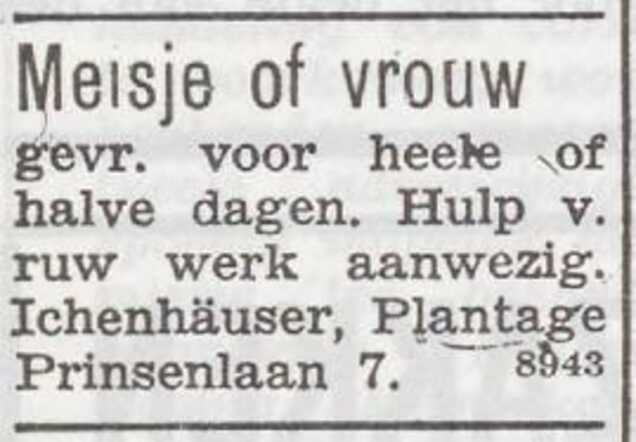 Advertentie van het gezin Elias Ichenhäuser