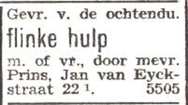 Advertentie van het gezin Liepman Prins