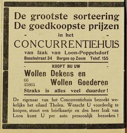 Adv. Izak van Loon in Ierseksche en Thoolsche Courant 30 oktober 1936,  pag. 4.