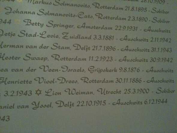 Hester Swaep herdacht in sjoel Delft
