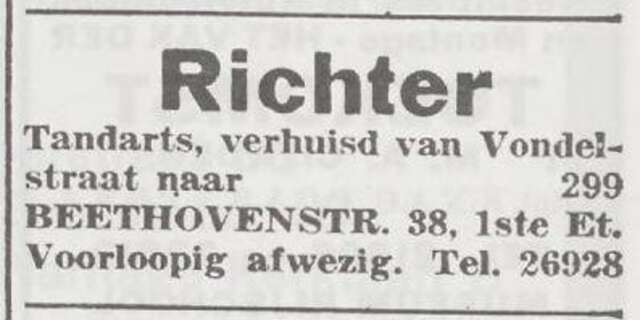 Verhuisbericht van tandarts Izaak Richter