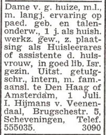 Advertentie 'Personeel aangeboden' van Irma Hymans van Veenendaal-Koopman