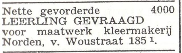 Advertentie van kleermaker Isaäc Norden