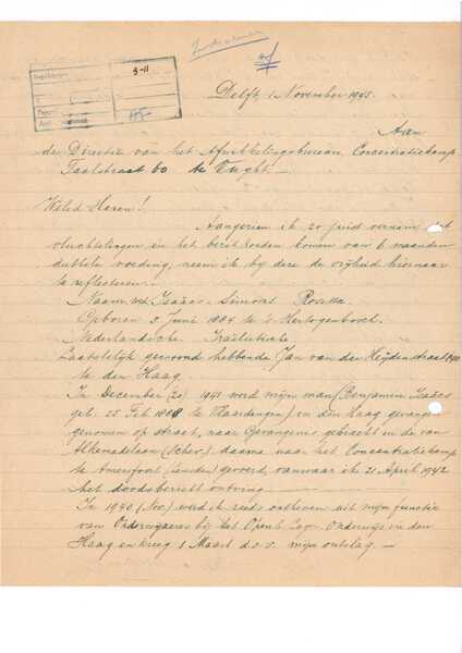 Brief van Rosetta Isaacs Simons