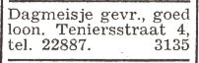 Advertentie van mw. Isabella Cohen-Schlicher